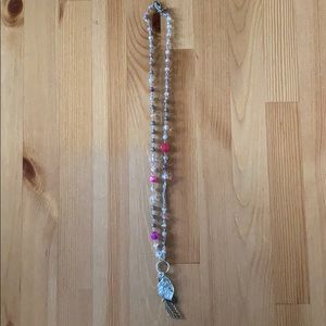 AEO Medium Length Beaded Chain Necklace with Leaf Charms